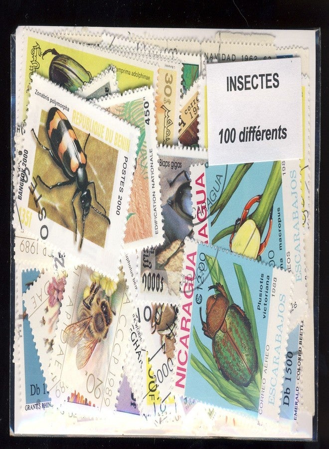 Prophila Collection Motives 100 Various Insects Stamps (Stamps for Collectors) Invertebrates Other (Insects, Snails, Bees…)